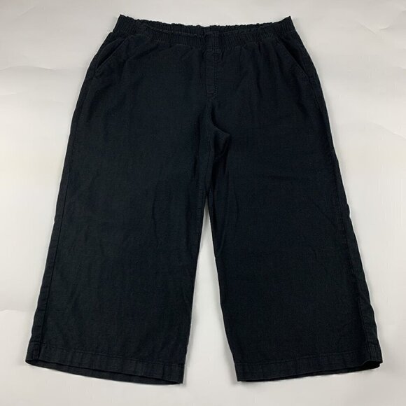 Old Navy Black Linen Blend Wide Leg Cropped Pant XL - Picture 1 of 7